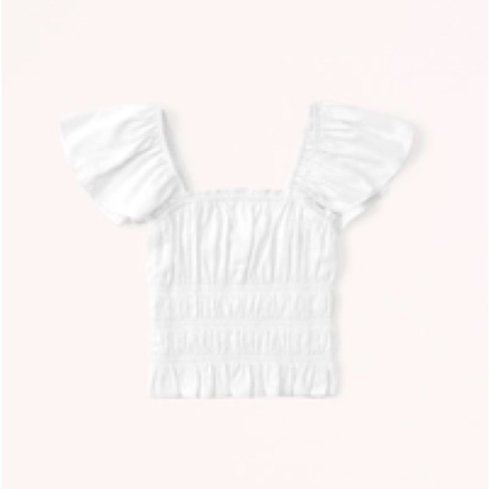 Abercrombie & Fitch White Ruffle Sleeve Top